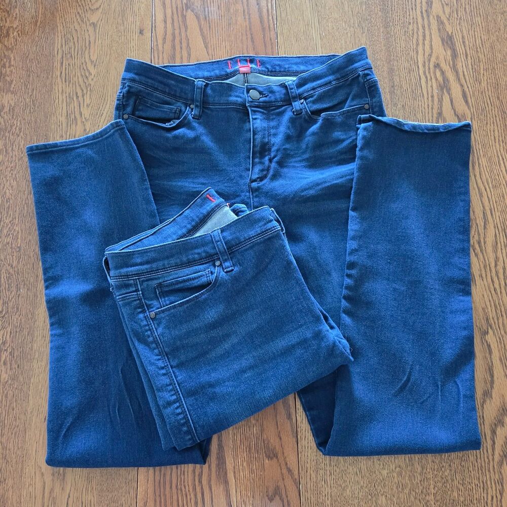 ELLE Paris Women's TWO PAIR Premium Dark Wash Straight Denim Jeans Size 12